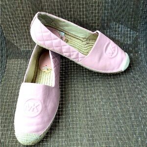Michael Kors Pink Leather DYLYN Espadrille Flats Shoes